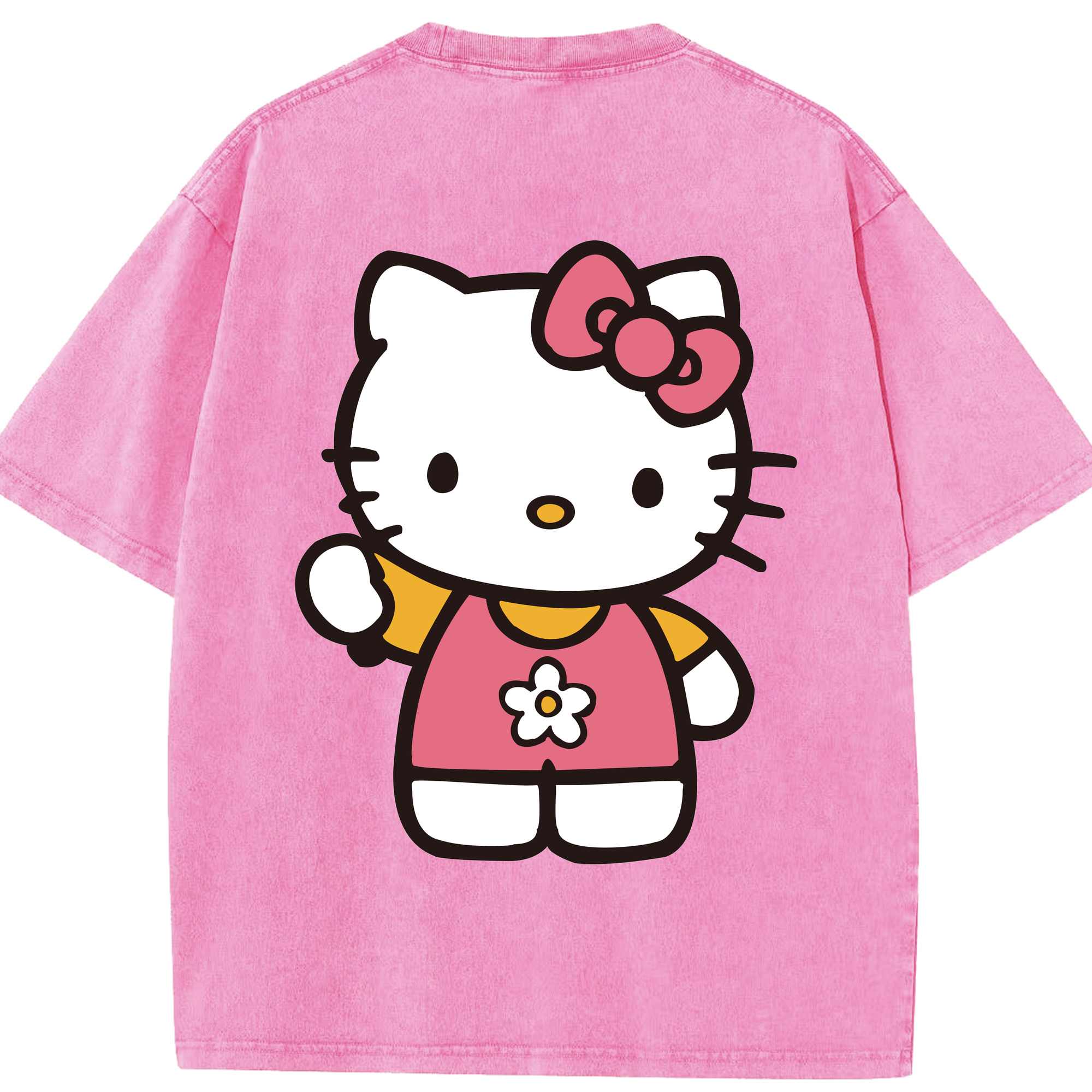（画像用） Hello Kitty ハローキティ 綿100% ヴィンテージ風 半袖Tシャツ（背面プリント）